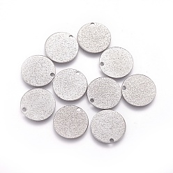 Stainless Steel Color 304 Stainless Steel Charms, Textured, Flat Round with Bumpy, Stainless Steel Color, 15x1mm, Hole: 1.5mm