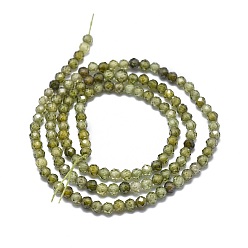 Olive Cubic Zirconia Beads Strands, Faceted, Round, Olive, 3mm, Hole: 0.5mm, about 132pcs/strand, 15 inch(38cm)