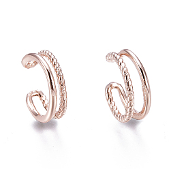 Розовое Золото Латунь манжеты серьги, розовое золото , 11.2x11x6 мм, внутренний диаметр: 8.8 мм