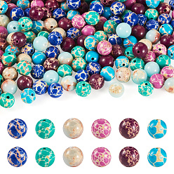 (52) Непрозрачная лаванда 96 шт. 6 стили окрашенные натуральные и синтетические бусины из императорской яшмы, круглые, разноцветные, 8~8.5 мм, отверстие : 1~1.2 мм, 16 шт / стиль