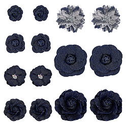 Прусский Синий 14 шт. 7 стили джинсовая ткань украшения аксессуары, цветок, берлинская лазурь, 33~75 мм, 2 шт / стиль