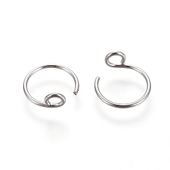 Stainless Steel Color Tarnish Resistant 316 Surgical Stainless Steel Earring Hooks, with Horizontal Loop, Stainless Steel Color, 10.5x9.5~10x0.7mm, 21 Gauge, Hole: 2mm