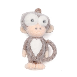 Обезьяна Силиконовые подвески с анималистическим рисунком, коричневые, обезьяна, 58x37x24 мм, отверстие : 2 мм