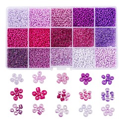 Mixed Color 12000Pcs 15 Style 12/0 Glass Round Seed Beads, Baking Paint & Ceylon & Trans & Transparent Inside Colours Round Hole Beads, Small Craft Beads, for DIY Jewelry Making, Mixed Color, 1.5~3X1.5~2mm, Hole: 0.5~1mm, 800pcs/style