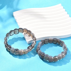 Серый агат Браслеты из натурального серого агата с бусинами для женщин и мужчин, прямоугольные, внутренний диаметр: 2-1/4 дюйм (5.8 см)