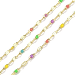 (52) Непрозрачная лаванда Латунные цепи с покрытием стойки, с эмалью, с катушкой, пайка без свинца и кадмия, реальный 18 k позолоченный, разноцветные, 4x2x0.2 мм