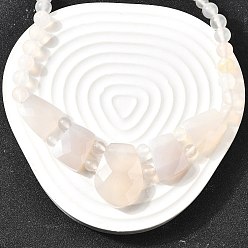 Натуральный Агат Натуральный белый агат ограненный бисер ожерелья для женщин, из нержавеющей стали застежками омаров, цвет нержавеющей стали, 19.09 дюйм (48.5 см)