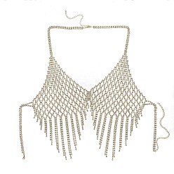 Золотой Сплав полный кристалл стразы сетка грудь кисточка тело цепи для женщин, золотые, 600 мм