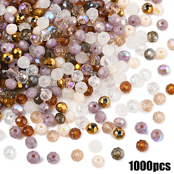 (52) Непрозрачная лаванда 1000шт 10 стили гальванические стеклянные бусины наборы, рондель и круглый, граненые, разноцветные, 4 мм, отверстие : 0.4~1 мм, 100 шт / стиль