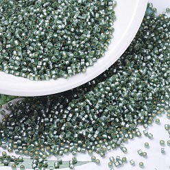 (DB0689) Dyed Semi-Frosted Silver Lined Moss Green MIYUKI Delica Beads, Cylinder, Japanese Seed Beads, 11/0, (DB0689) Dyed Semi-Frosted Silver Lined Moss Green, 1.3x1.6mm, Hole: 0.8mm, about 100000pcs/500g