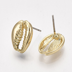 Light Gold Серьги сплава, форма раковины каури, золотой свет, 13x9.5x3 мм , штифт: 0.8 мм