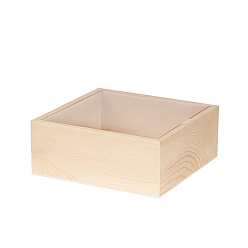 Папайя Оранжевый 1деревянные ящики для хранения ПК, с прозрачной пластиковой крышкой, квадратный, papayawhip, 15x15x6 см