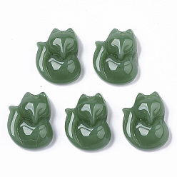 Sea Green Spray Painted Glass Pendants, Imitation Jade, Fox, Sea Green, 18x14x7mm, Hole: 1mm