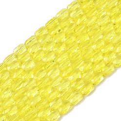 Желтый Прозрачные стеклянные бусины, прямоугольные, граненые, желтые, 7x4.5x3.5 мм, отверстие : 0.9 мм, около 79~80 шт / нитка, 21.65''~22.24'' (55~56.5 см)