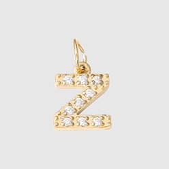 Letter Z Подвески из нержавеющей стали с фианитами и переходными кольцами, реальный 14 k позолоченный, долговечный, Письмо Z, 8 мм