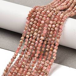 Родонит Натуральные бусины из родонита, круглые, граненые, 3~3.5 мм, отверстие : 1 мм, около 146 шт / нитка, 15.35'' (39 см)