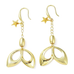 Golden Rack Plating Brass Star & Horse Eye Dnagle Earrings, Long Drop Earrings, Long-Lasting Plated, Golden, 68x13.5mm