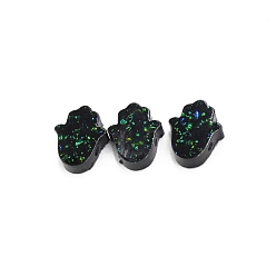 Black Opaque Resin Beads, Hamsa Hand, Black, 14x12mm