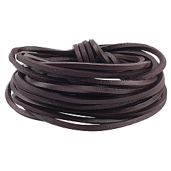 Кокосово-Коричневый 5 м коровьей кожаный шнур, кожаный шнур ювелирных изделий, ювелирные изделия diy шнур, плоский, кокосового коричневый, 3x3 мм, около 5.47 ярдов (5 м) / комплект
