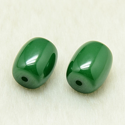 Dark Green Resin Beads, Barrel, Dark Green, 14x12mm, Hole: 2mm