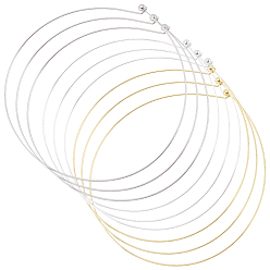 Mixed Color 9Pcs 3 Colors 1.2MM Brass Necklace Making, Rigid Necklaces, Mixed Color, Inner Diameter: 5.51 inch(14cm)