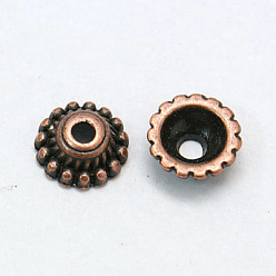 Красная Медь Крышки из тибетского сплава, без кадмия, без никеля и без свинца, Красная медь, 8x3 мм, отверстие : 2 мм