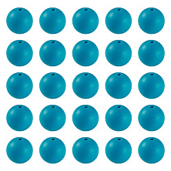 Кадет Синий 50 шт. Экологически чистые силиконовые бусины пищевого качества, круглые, кадетский синий, 15 мм, отверстие : 2 мм