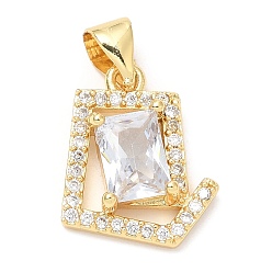 Настоящее золото 18K Стойка металлическая латунная микропрофилированная кубическая циркония подвески, долговечный, без свинца и без кадмия, реальный 18 k позолоченный, 15.5x12.5x4 мм, отверстие : 4x3 мм