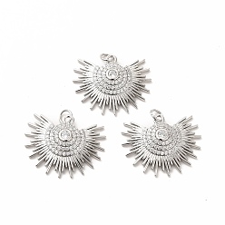 Платина Стойка металлическая латунная микропрофилированная кубическая циркония подвески, долговечный, без свинца и без кадмия, очарование солнца, реальный 18 k позолоченный, платина, 20x25x4 мм, отверстие : 4 мм