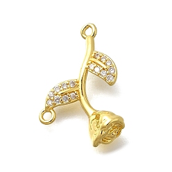 Настоящее золото 18K Латунные микро проложить кубического циркония бусы, цветок, без свинца и без кадмия, реальный 18 k позолоченный, золотые, 18.5x14x5.5 мм, отверстие : 1.2 мм