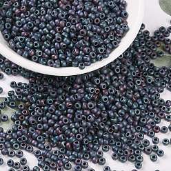 (RR2009) Matte Metallic Blue Iris MIYUKI Round Rocailles Beads, Japanese Seed Beads, 8/0, (RR2009) Matte Metallic Blue Iris, 3mm, Hole: 1mm, about 2111~2277pcs/50g