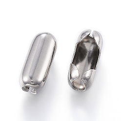 Нержавеющая Сталь Цвет Устойчивы к потускнению 304 шариковые цепные соединители из нержавеющей стали, цвет нержавеющей стали, 13x6 мм, отверстие : 2.5 мм, подходит для шариковой цепи 4.5 мм