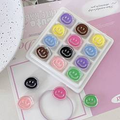 (52) Непрозрачная лаванда Акриловые эмалевые бусины, улыбающееся лицо, разноцветные, 19.5x21.9x9.1 мм, отверстие : 3.8 мм