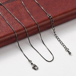 Черный Цвет Металла Ожерелья-цепочки из латуни для женщин, 304 из нержавеющей стали застежкой омар, стойки покрытие, без свинца и без кадмия, долговечный, металлический черный , 15.98 длина дюйма (40.6 см) + удлинитель 50~60 мм, 0.04 дюйм (0.1 см)