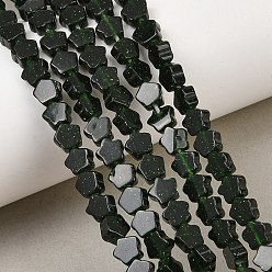 Grüne Goldstone Kunst grün goldstone Perlen Stränge, Stern, 6x6x3 mm, Bohrung: 0.7 mm, ca. 65 Stk. / Strang, 14.29'' (36.3 cm)
