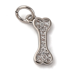 Платина Латунные микро проложить кубического циркония подвески, костяные амулеты, с целью перехода в кольце, долговечный, без кадмия и без свинца, стойки покрытие, платина, 14x6.5x1.5 мм, отверстие : 3 мм