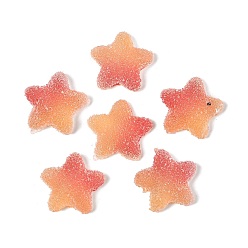 Легкий Лосось Имитация конфет в стиле пищевых продуктов из смолы кабошоны, звезда, градиент цвета, светлый померанцевый, 17x17.5x6 мм