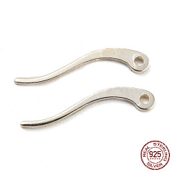 Серебро 925 серьги-кольца из стерлингового серебра и латуни, Булавки для изготовления сережек-обручей, с печатью s925, серебряные, 15x3x0.7 мм, отверстие : 0.8 мм, штифты : 0.7 мм