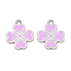 Фиолетовый Подвески из эмали и сплава, , стойки покрытие, платина, фиолетовые, 16.5x14x1.5 мм, отверстие : 1.6 мм