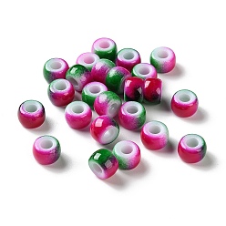 Фуксиновый Европейские бусины из АБС-пластика, окрашенные распылением, бусины с большим отверстием, круглые, два тона, красно-фиолетовые, 9x6 мм, отверстие : 4 мм, Около 1600 шт / 500 г