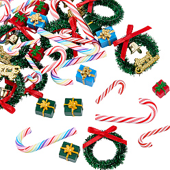 Mixed Shapes Мини-украшение кукольного домика, рождественские украшения для дома из смолы, разнообразные, 47x19.5x5 мм, 2 цветов, 4 шт / цвет, 8 шт