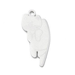 Stainless Steel Color 304 Stainless Steel Pendants, Cat Shape Charms, Polishing, Stainless Steel Color, 28.5x12.5x1.5mm, Hole: 1.9mm