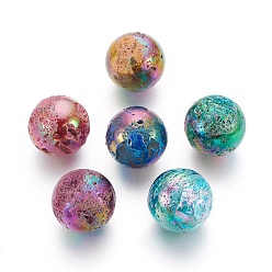 Mixed Color Electroplated Natural Quartz Home Display Decorations, Multi-color Plated, Round, Mixed Color, 38~40mm