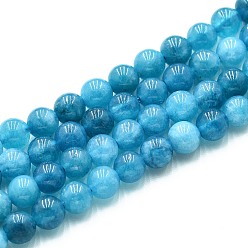 Темно-Голубой Природного кварца нитей бисера, окрашенные, круглые, имитация амазонит, глубокое синее небо, 6~6.5 мм, отверстие : 0.9~1 мм, около 60~63 шт / нитка, 14.96~15.35 дюйм (38~39 см)