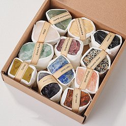 Смешанные камни 12 стили необработанных необработанных самородков, смешанные коллекции натуральных драгоценных камней, для преподавания наук о Земле, с деревянной коробкой, 40~50 мм, 12 шт / комплект