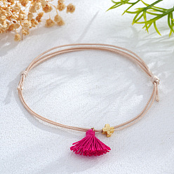 Фуксиновый Хлопковые браслеты с кисточками, браслеты из полиэфирного волокна для женщин, крестик, с латунным, красно-фиолетовые, внутренний диаметр: 11.02 дюйм (28 см)