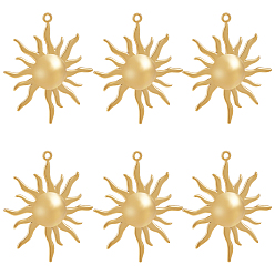 Настоящее золото 18K 6 шт. ионное покрытие (ip) 304 подвески из нержавеющей стали, солнечные чары, реальный 18 k позолоченный, 45x37x3.5 мм, отверстие : 2 мм