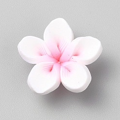 Pink Бусины из полимерной глины , цветок, розовые, 5~6x17.5~18x17.5~18 мм, отверстие : 1 мм