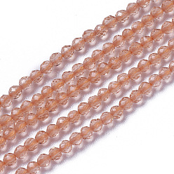 Оранжевый Стеклянные бусины, граненые, круглые, оранжевые, 1.5~2x2 мм, отверстие : 0.2 мм, около 178~186 шт / нитка, 14.5~15.5 дюйм (36~39 см)