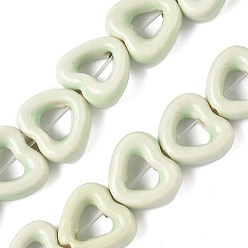 Темный Морско-зеленый Фарфора ручной работы бисер нитей, сердце, яркие глазированный фарфор, темно-зеленый, 13x14.5x5 мм, отверстие : 1.4 мм, около 25 шт / нитка, 12.60'' (32 см)